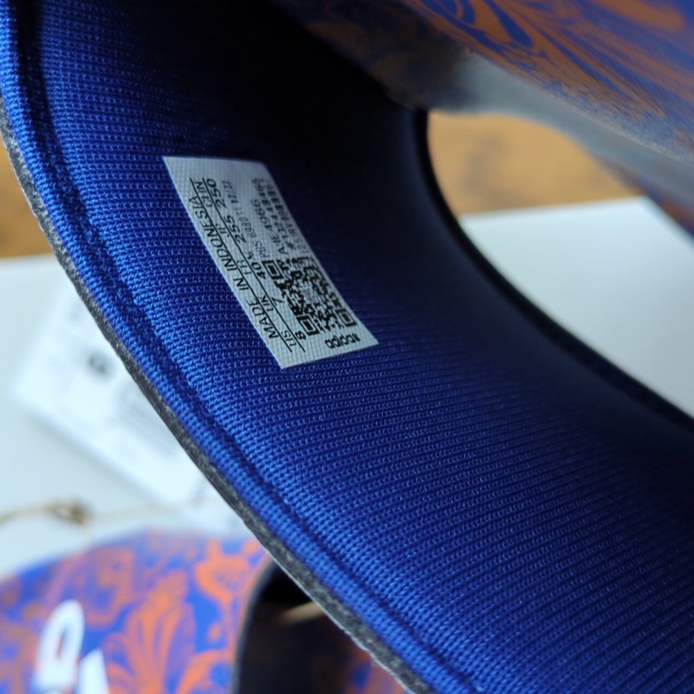 NIB FARM Rio Slide Sandals Adidas Collab Vibrant Blue Floral Women's Size 8 - Picture 13 of 16